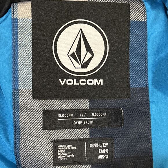 Volcom True to This Neolithic Insulated Jacket Kids Size Large Blue Gray Plaid - Picture 15 of 16